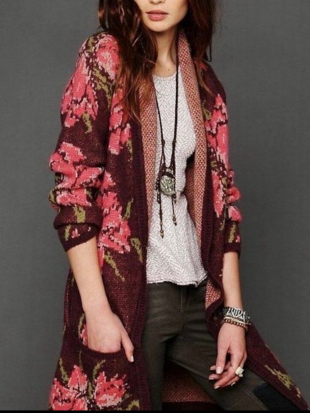 Free People Flower Power Floral Cardi Sweater Cardigan